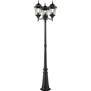Wakefield 3 Light 90 inch Black Outdoor Post Mounted Fixture