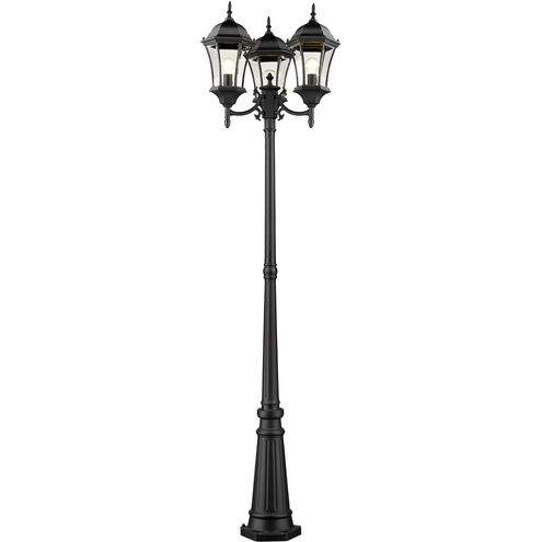 Wakefield 3 Light 90 inch Black Outdoor Post Mounted Fixture