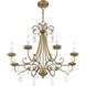 Daphne 8 Light 29.75 inch Antique Gold Leaf Chandelier Ceiling Light, Large