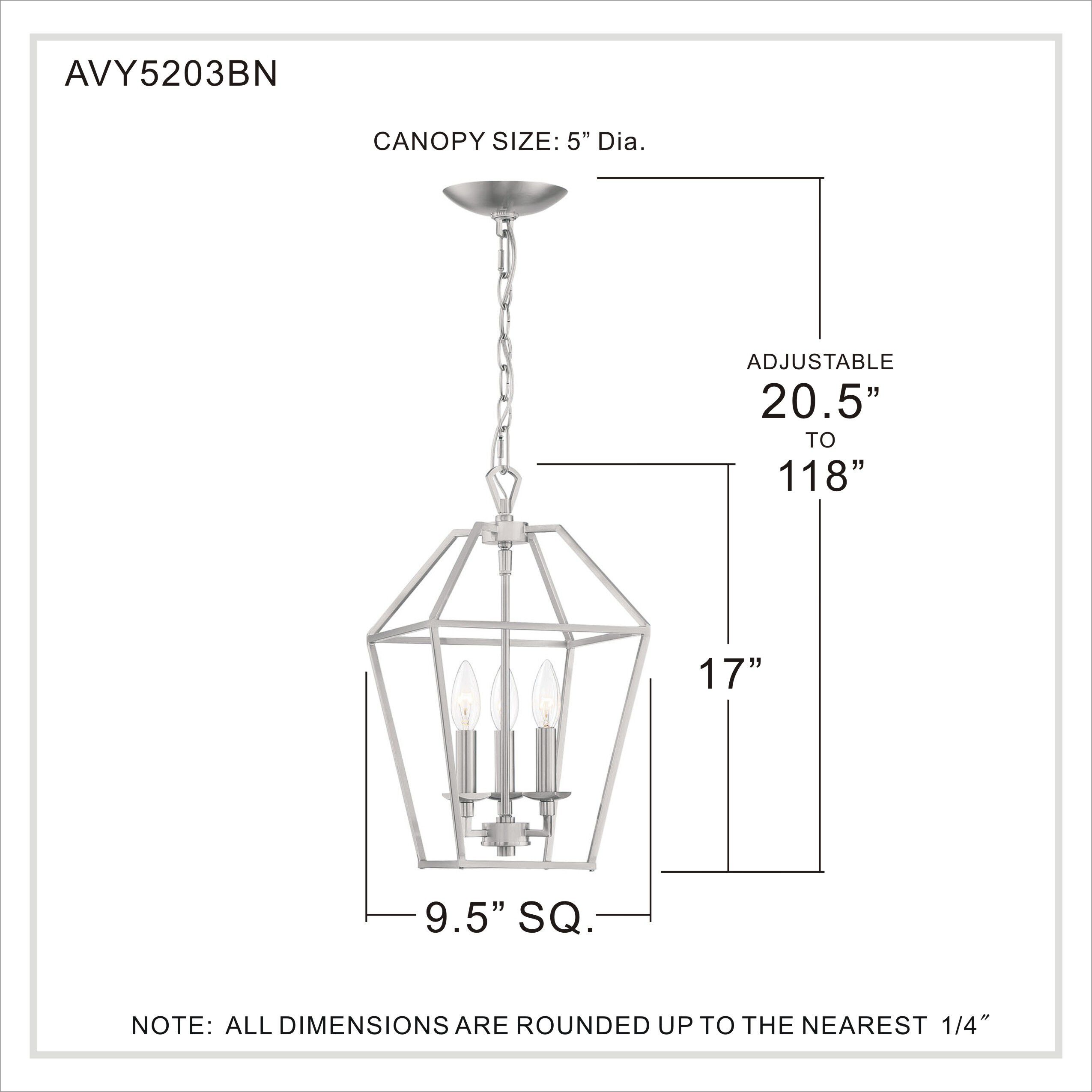 Aviary 3 Light 9.5 inch Brushed Nickel Foyer Chandelier Ceiling Light