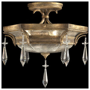 Monte Carlo 3 Light 21 inch Gold Semi-Flush Mount Ceiling Light in Crystal 