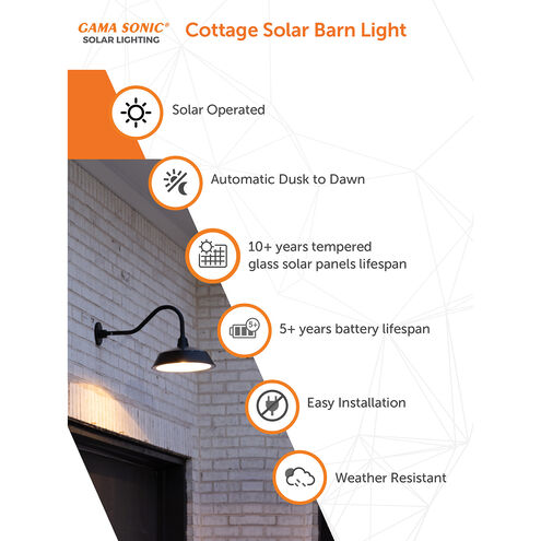 Cottage 1 Light 15 inch Black Barn Light, Solar