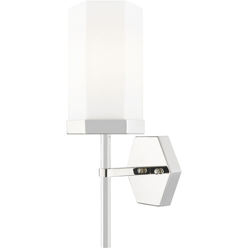 Downtown Urban Blakeley Wallchiere Wall Light in Polished Nickel, Matte White