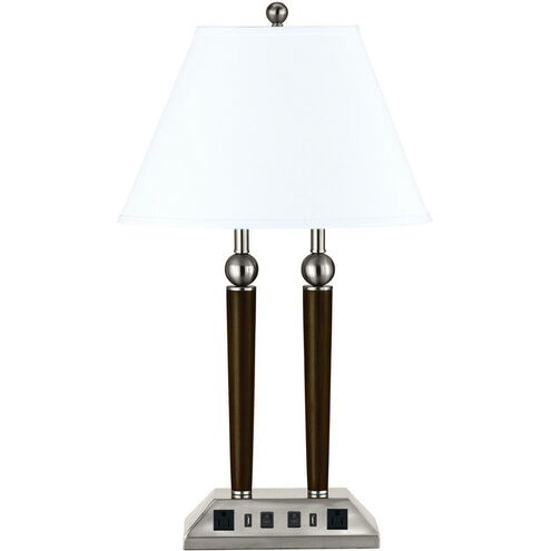 Hotel 27 inch 60 watt Espresso and Brushed Steel Desk Lamp Portable Light