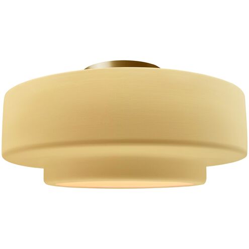 Radiance LED 14.5 inch Muted Yellow and Brushed Brass Semi Flush Ceiling Light