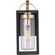 Neo 1 Light 14 inch Midnight / Satin Brass Outdoor Wall Lantern