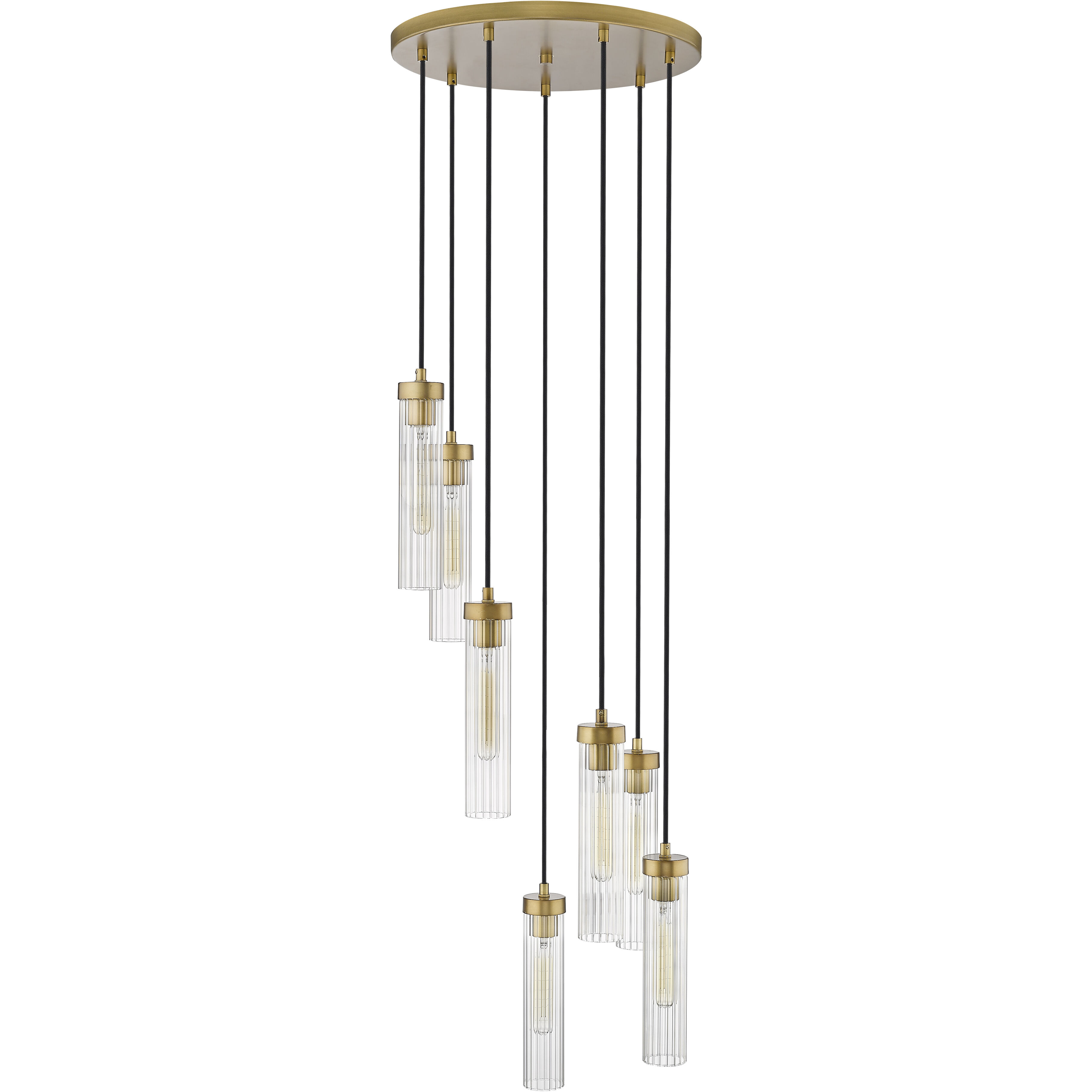 Beau 7 Light 18 inch Rubbed Brass Chandelier Ceiling Light