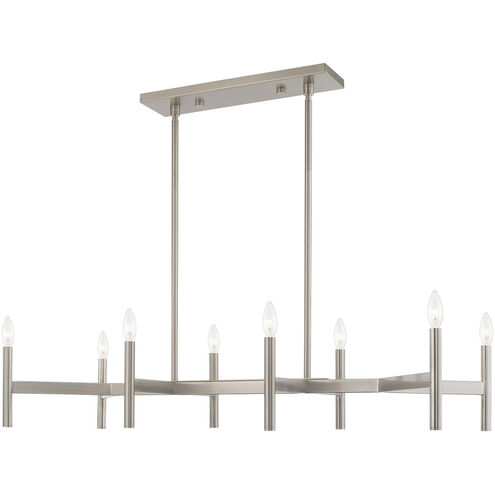 Copenhagen 8 Light 40 inch Brushed Nickel Linear Chandelier Ceiling Light