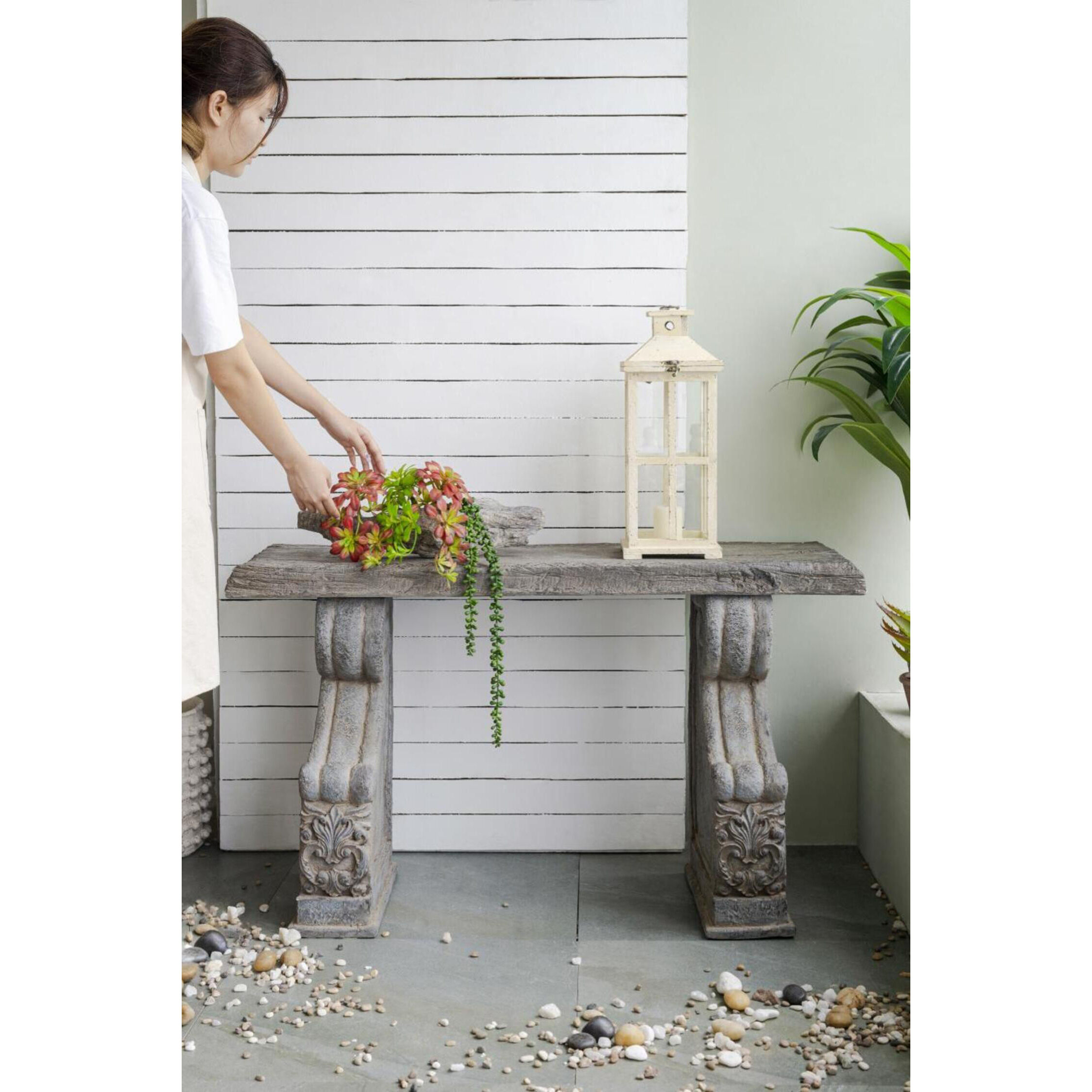 Reed 11.5 inch White Lantern, Set of 2