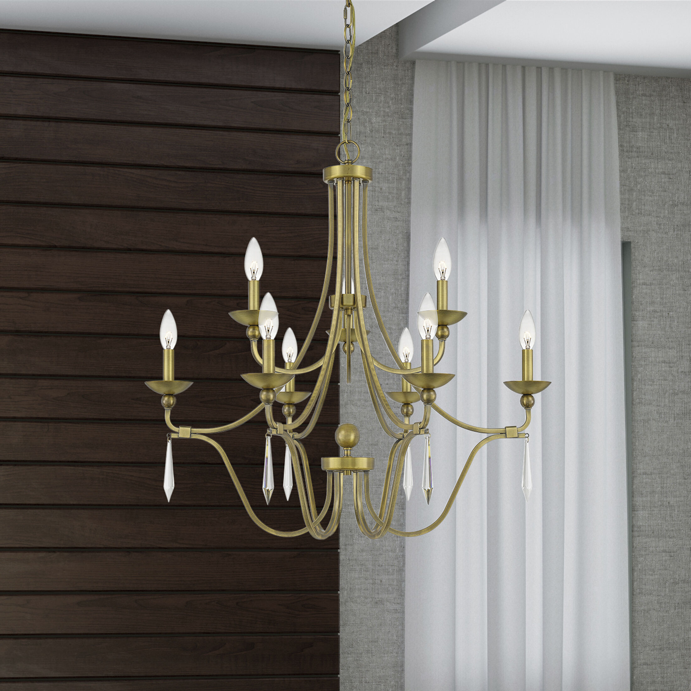 Joules 9 Light 32 inch Aged Brass Chandelier Ceiling Light