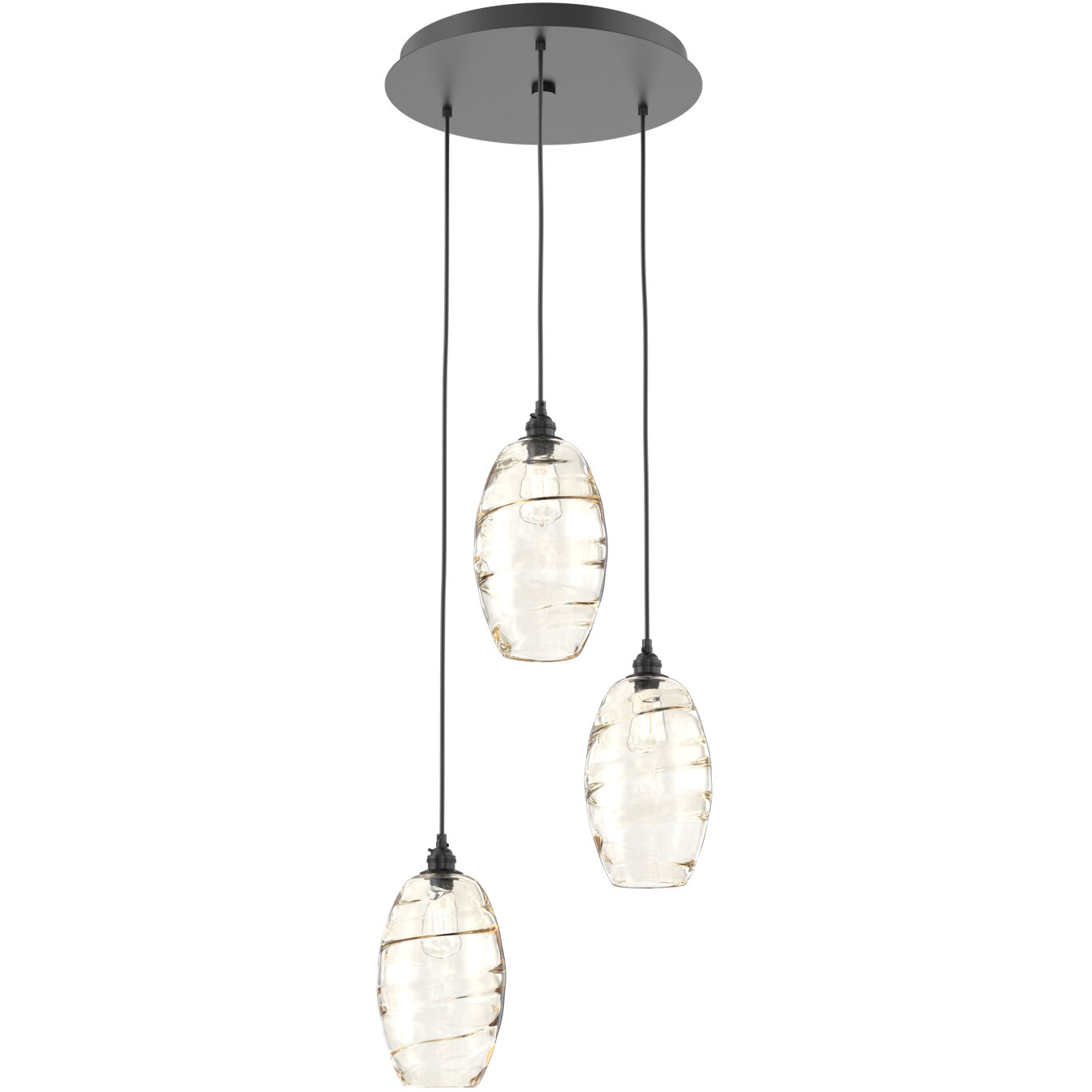 Ellisse 3 Light Matte Black Chandelier Ceiling Light, Round Multi-Port