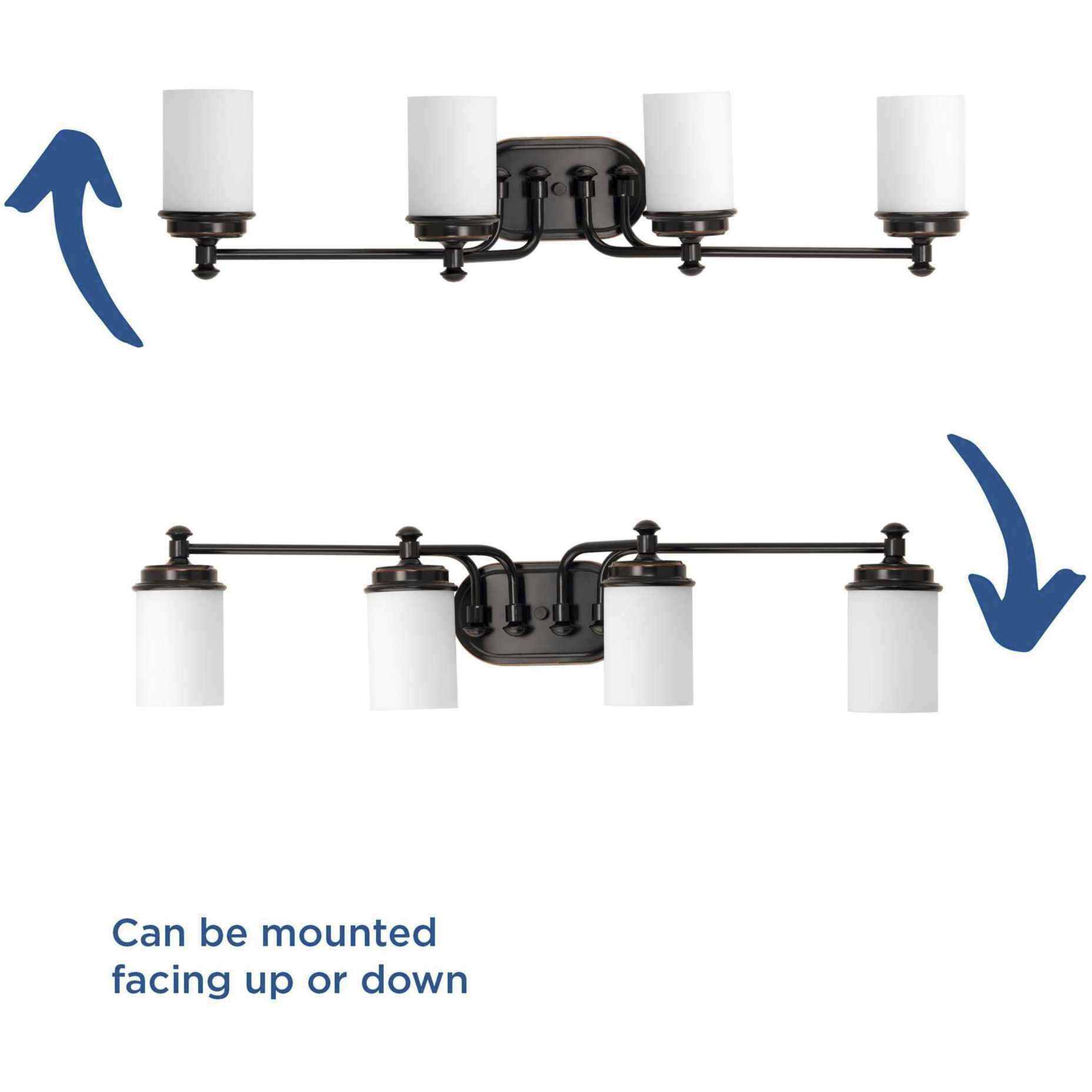 Glide 4 Light 34 inch Rubbed Bronze Bath Vanity Wall Light, Design Series