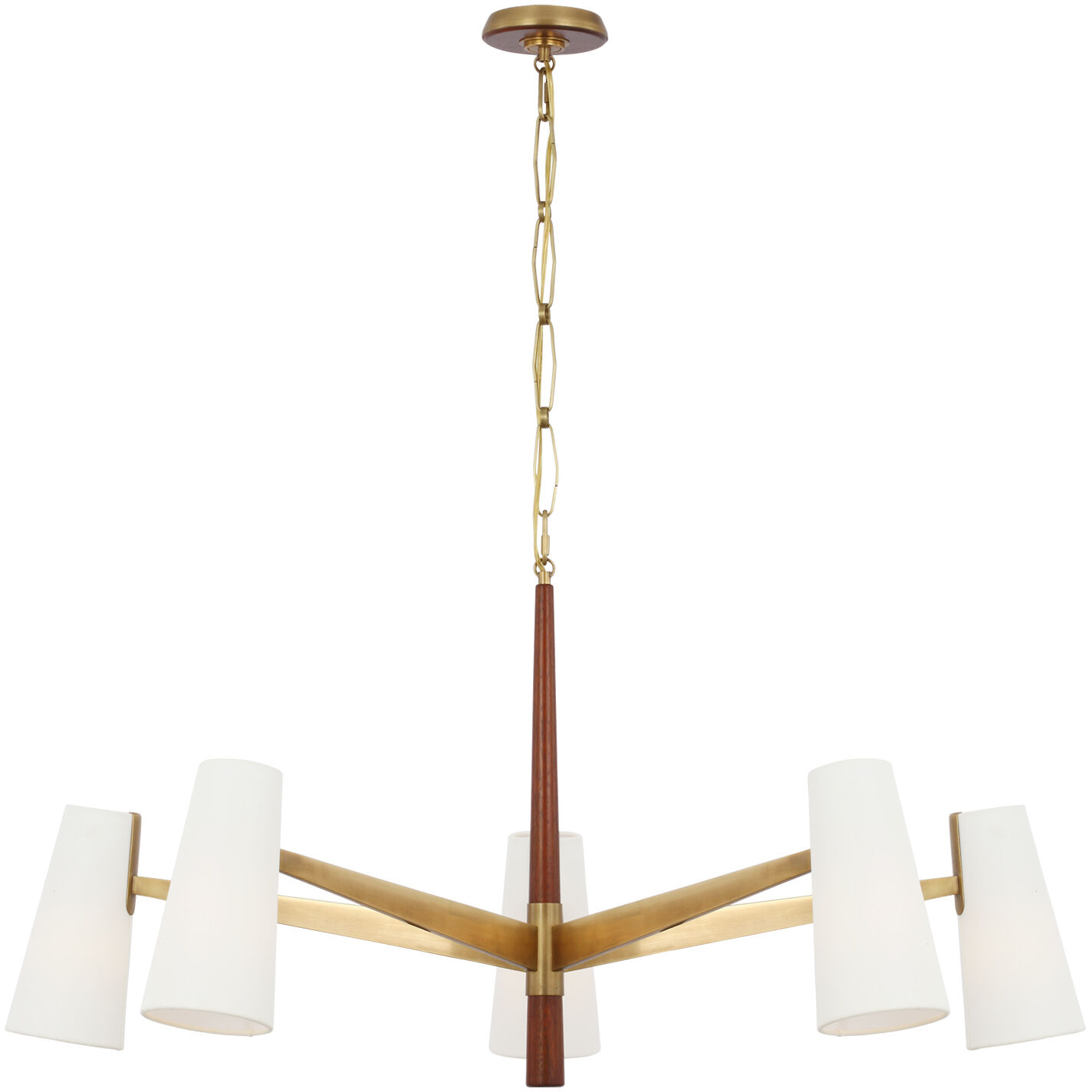AERIN Olina LED 42 inch Hand-Rubbed Antique Brass and Mahogany Chandelier Ceiling Light