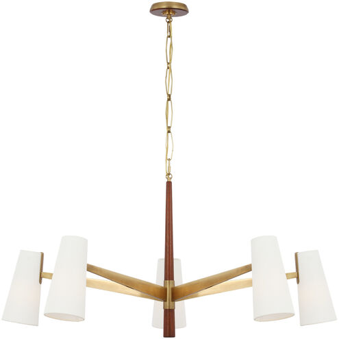 AERIN Olina LED 42 inch Hand-Rubbed Antique Brass and Mahogany Chandelier Ceiling Light