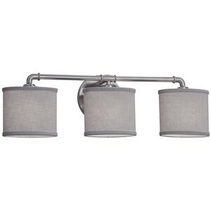 Textile 3 Light 26.25 inch Brushed Nickel Bath Vanity Light Wall Light, Bronx Family, Choices