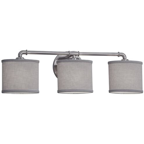 Textile 3 Light 26.25 inch Brushed Nickel Bath Vanity Light Wall Light, Bronx Family, Choices