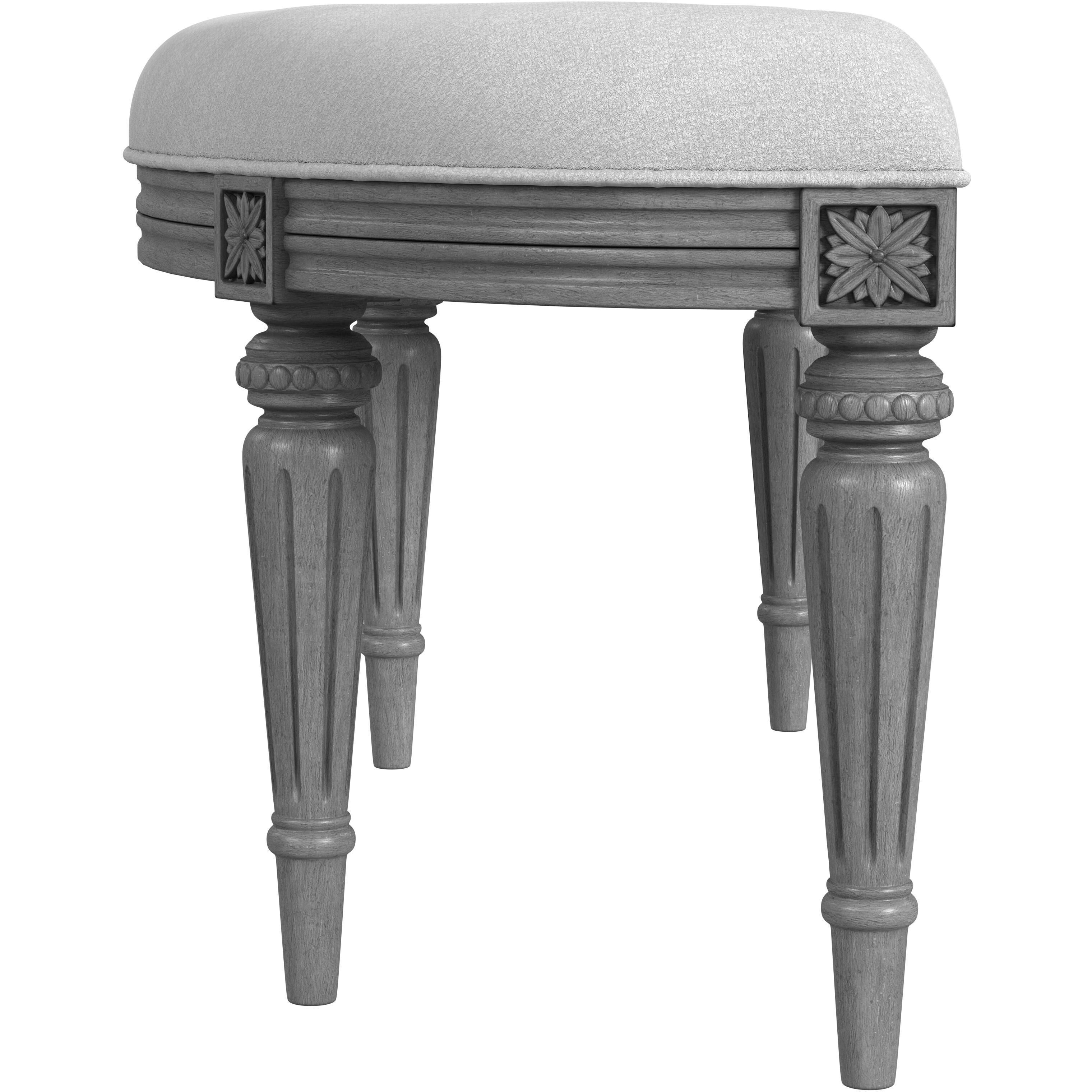 Tamara Upholstered Demilune 45"W Bench in Gray