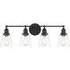 Barwell 4 Light 33 inch Coal Black Bath Vanity Light Wall Light