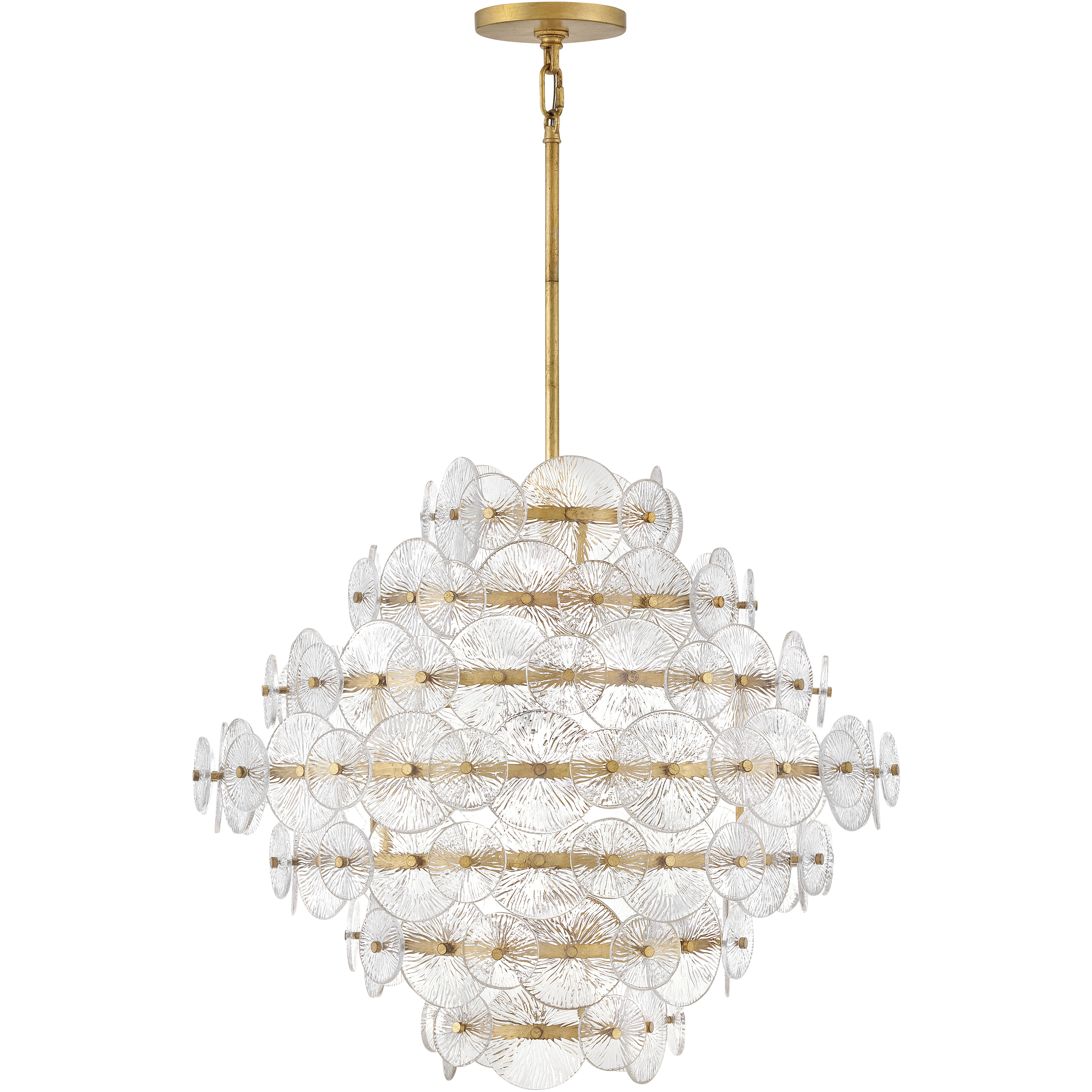 Rene LED 28.5 inch Distressed Brass Chandelier Ceiling Light