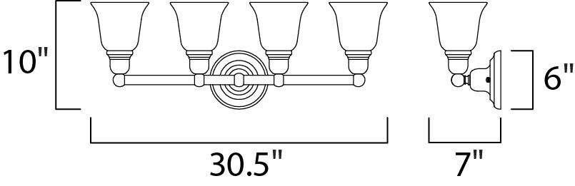 Bel Air 4 Light 30.5 inch Oil Rubbed Bronze Bath Light Wall Light