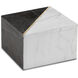 Deena 6 inch White and Black with Brass Marble Box