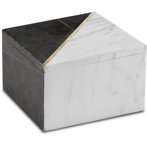 Deena 6 inch White and Black with Brass Marble Box