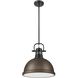 Duncan 1 Light 14 inch Matte Black Pendant Ceiling Light in Rubbed Bronze