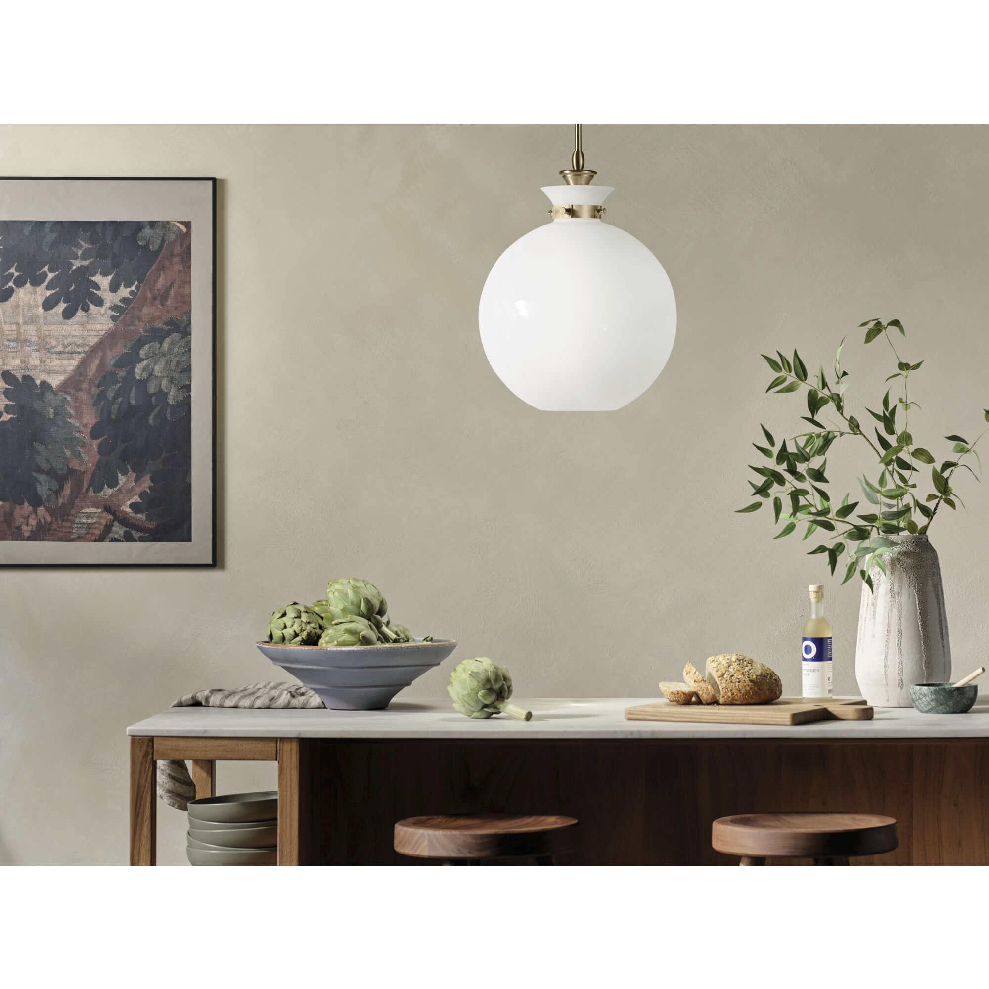 Laria 1 Light Champagne Bronze Pendant Ceiling Light in Opal