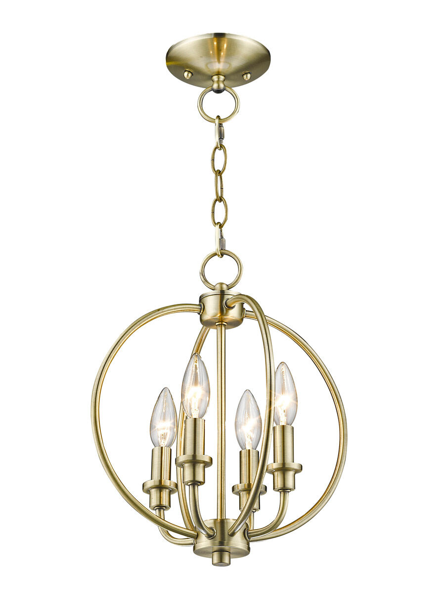 Milania 4 Light 13 inch Antique Brass Convertible Mini Chandelier/Ceiling Mount Ceiling Light