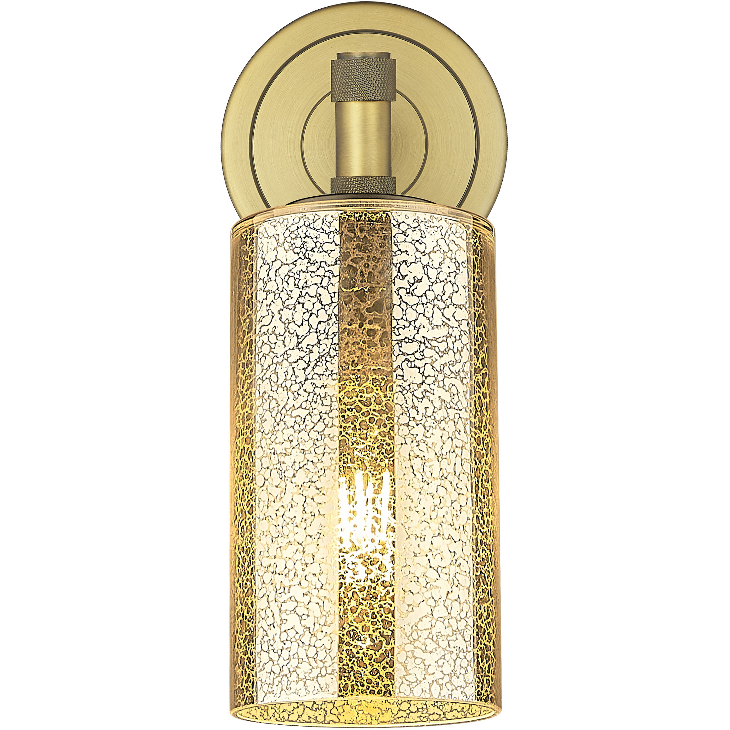 Crown Point Sconce Wall Light in Brushed Brass, Mercury Glass