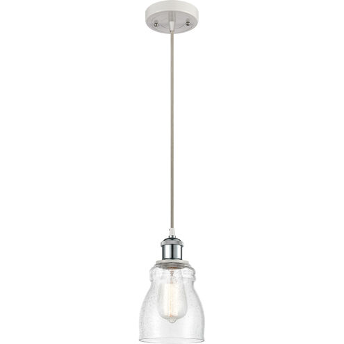 Ballston Ellery 1 Light 5 inch White and Polished Chrome Mini Pendant Ceiling Light in Seedy Glass, Ballston