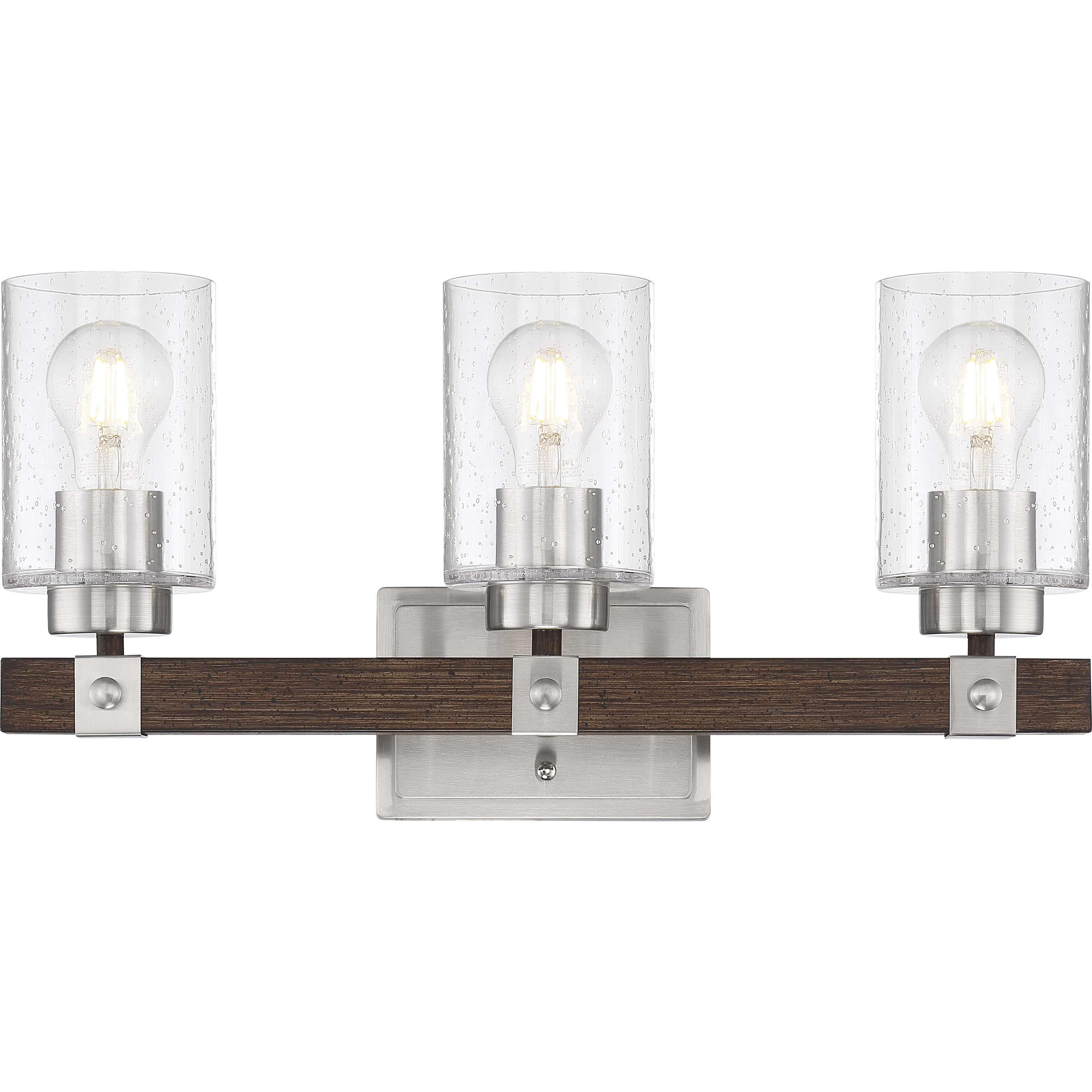 Arabel 3 Light 20.25 inch Brushed Nickel and Nutmeg Wood Vanity Light Wall Light