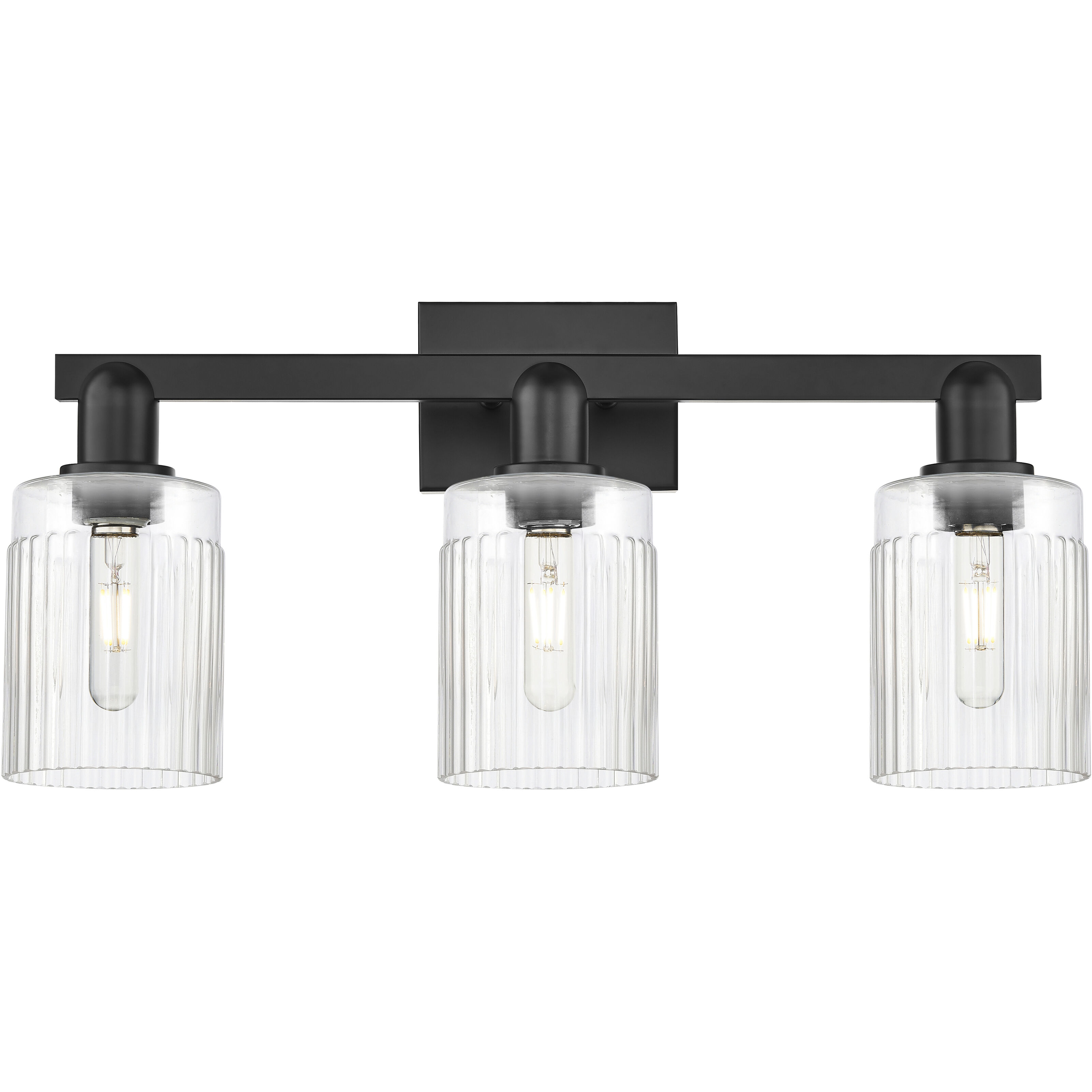 Arcadia Hadley 3 Light 23.5 inch Matte Black Bath Vanity Light Wall Light in Clear