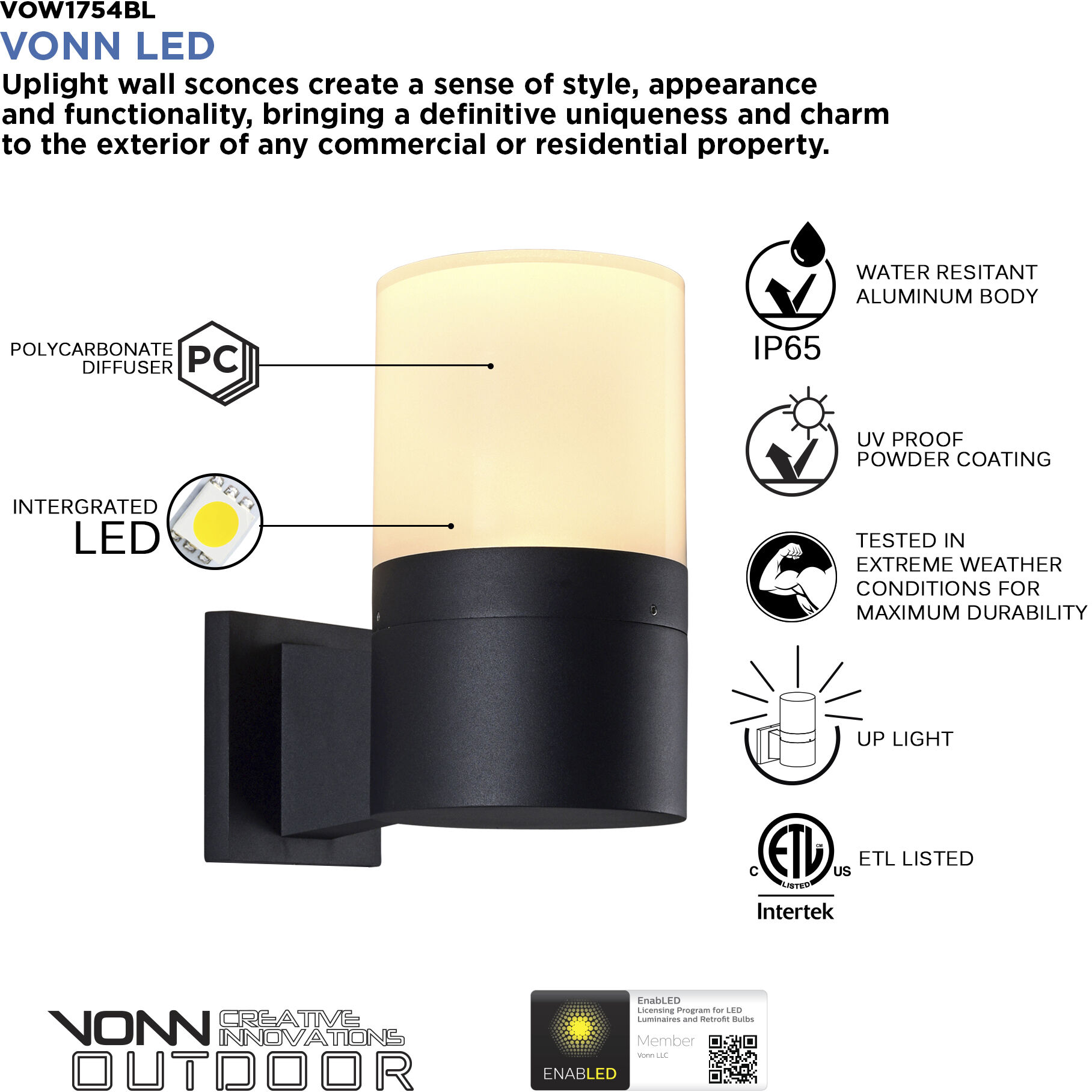 Modern 10 inch Matte Black Outdoor Wall Sconce