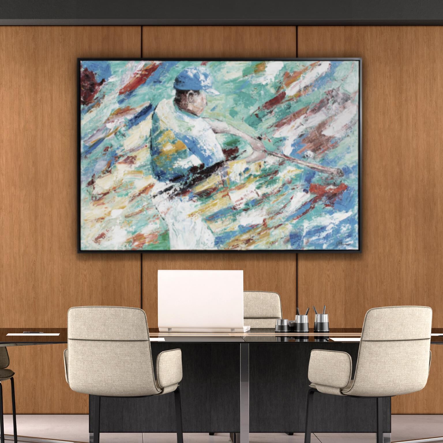 Home Run 61.75 X 41.75 inch Hand Painted Canvas