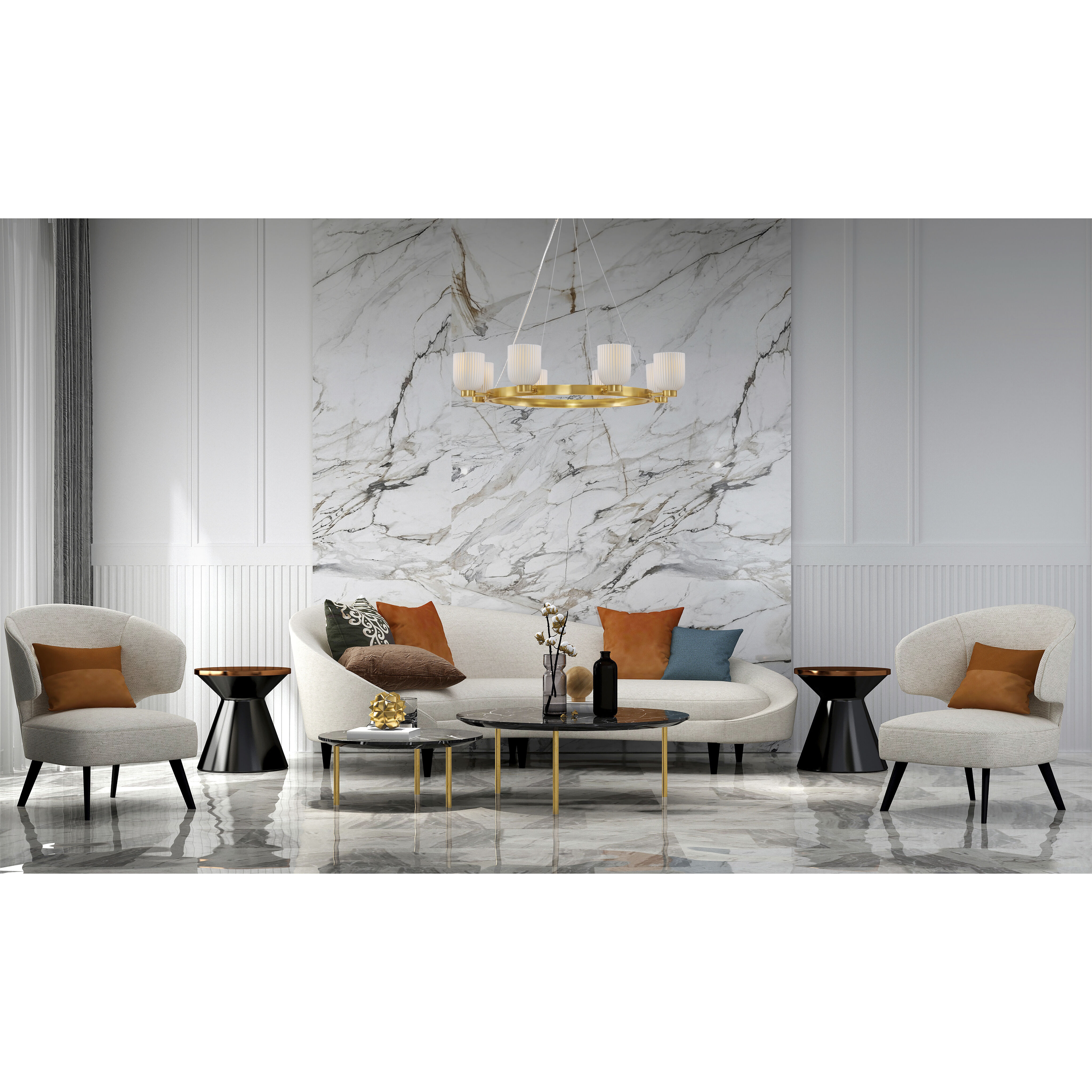 Isla Blanca 8 Light 40 inch Warm Brass Chandelier Ceiling Light