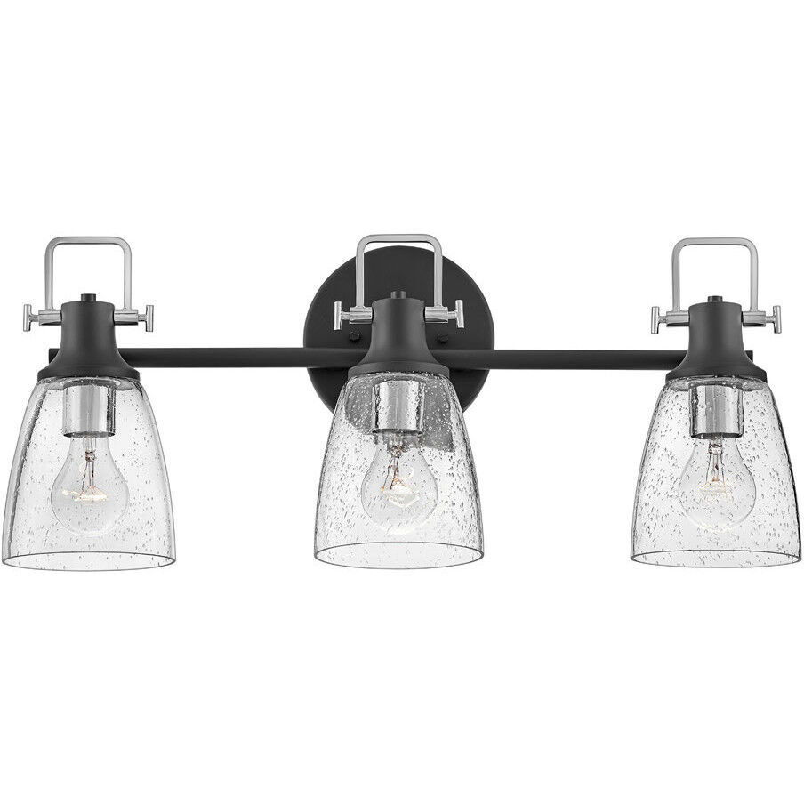Easton 3 Light 24 inch Black with Chrome Vanity Light Wall Light in Black/Chrome