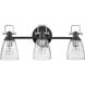 Easton 3 Light 24 inch Black with Chrome Vanity Light Wall Light in Black/Chrome