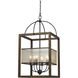 Rectangular 6 Light 19 inch Dark Bronze Chandelier Ceiling Light