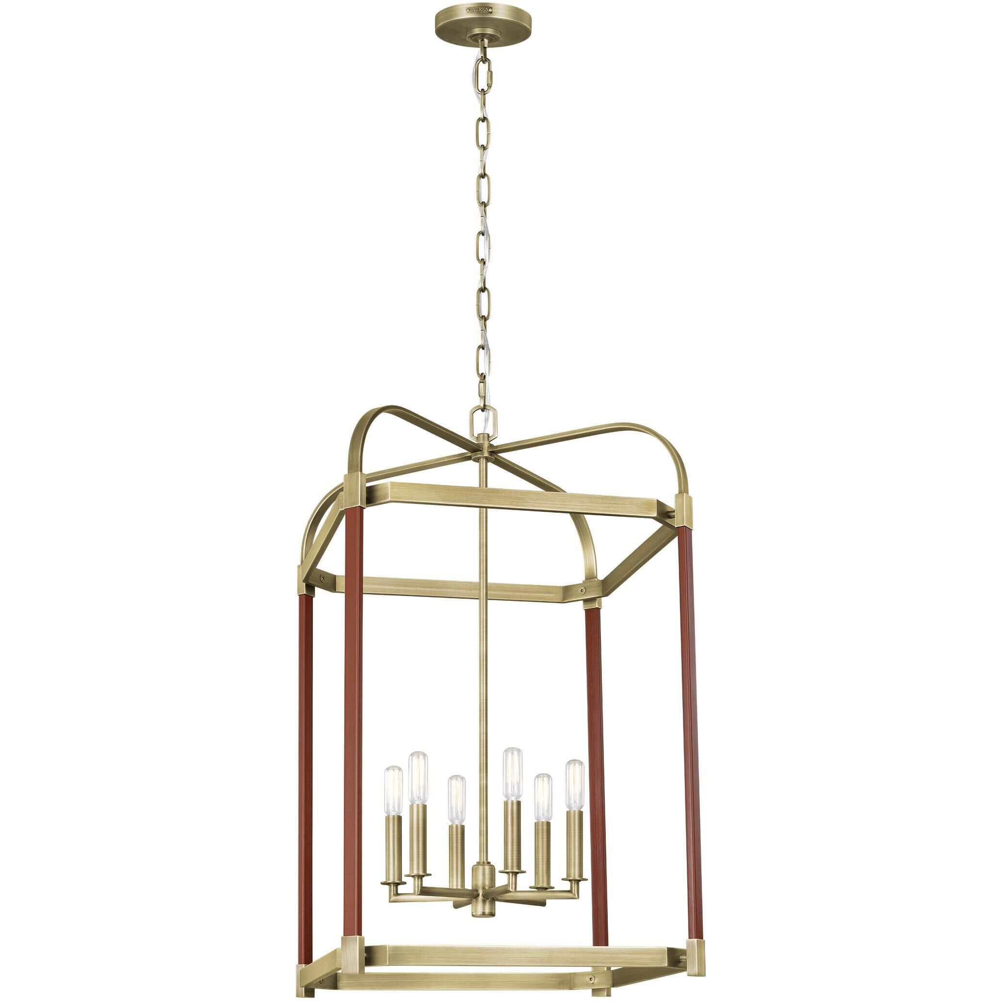 Hadley 6 Light 18 inch Time Worn Brass Pendant Ceiling Light