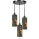 Reggio 3 Light 6 inch Wood and Black Chandelier Ceiling Light