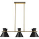 Soriano 6 Light 48 inch Matte Black and Heritage Brass Linear Chandelier Ceiling Light