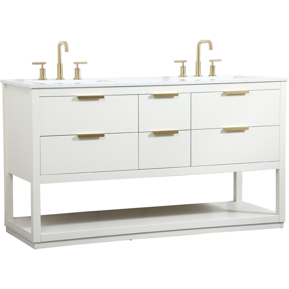 Larkin 60 X 22 X 34 inch White Vanity Sink Set