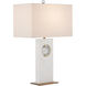Radiant 27 inch 150 watt White/Clear/Antique Brass Table Lamp Portable Light