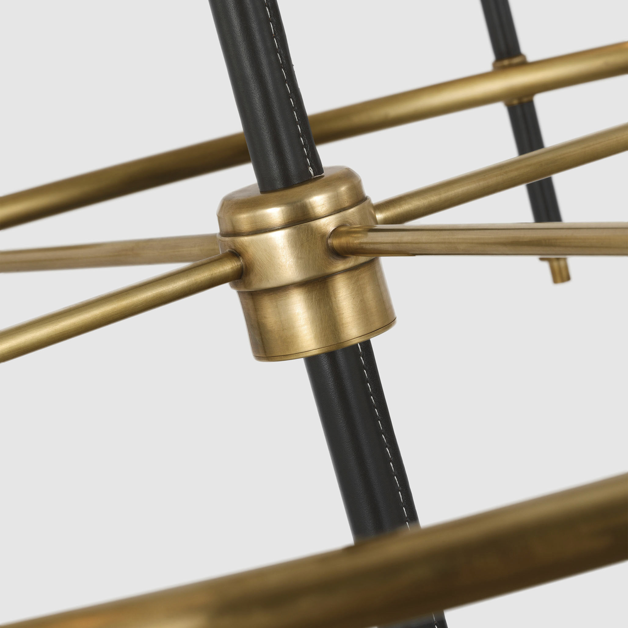 Thomas O'Brien Bryant2 LED 41 inch Hand-Rubbed Antique Brass and Chocolate Leather Wrapped Ring Chandelier Ceiling Light