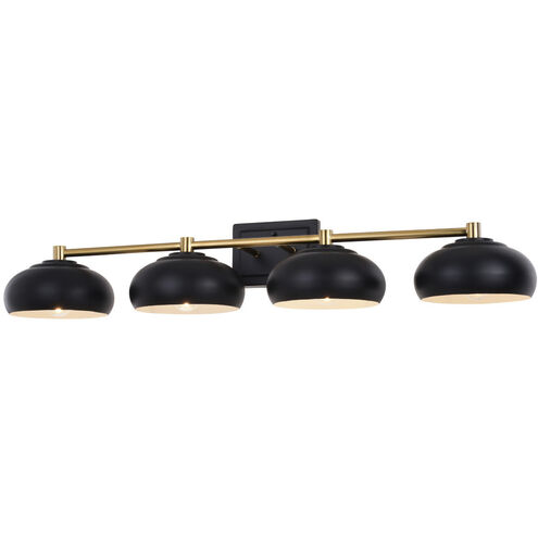 Belmont LED 38 inch Matte Black and Satin Brass Bathroom Light Wall Light in 4
