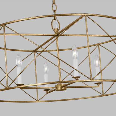 C&M by Chapman & Myers Beatrix 4 Light 30 inch Antique Gild Chandelier Ceiling Light