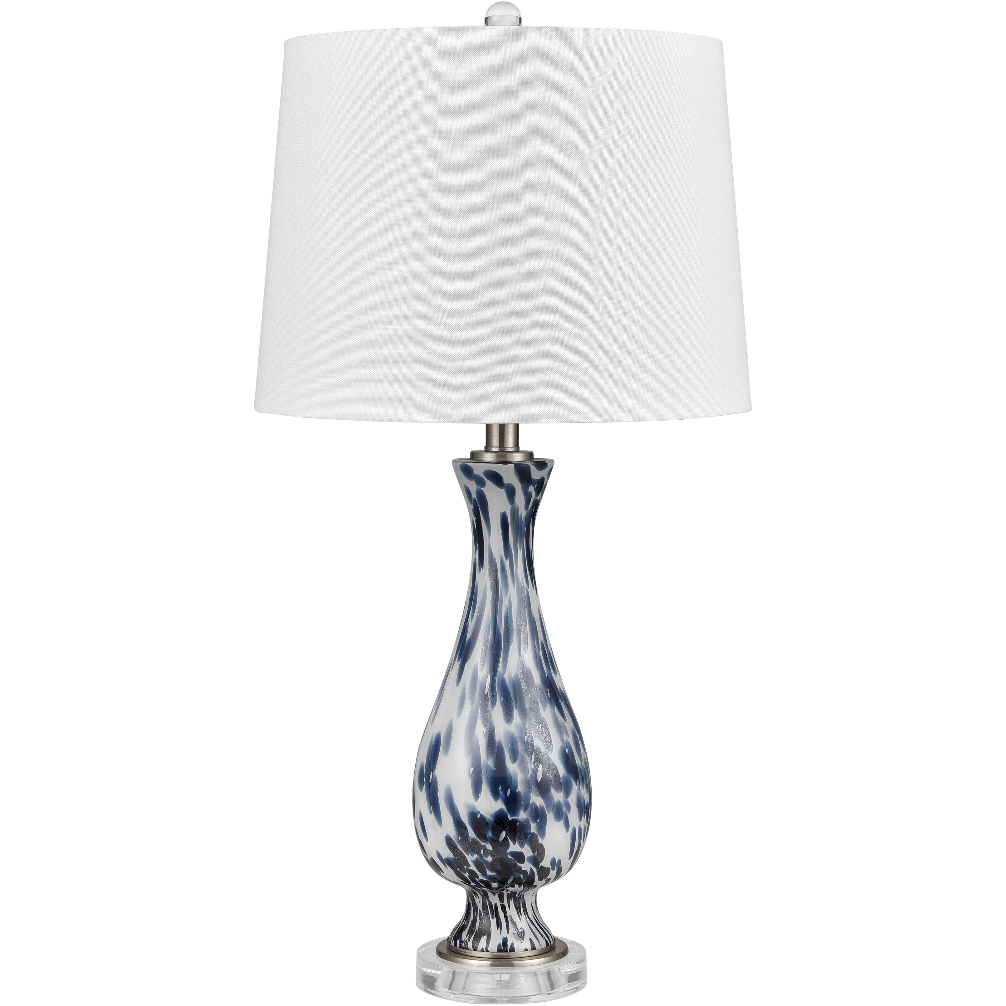 Cordelia Sound 30 inch 150 watt Blue with Clear and Polished Nickel Table Lamp Portable Light, Set of 2