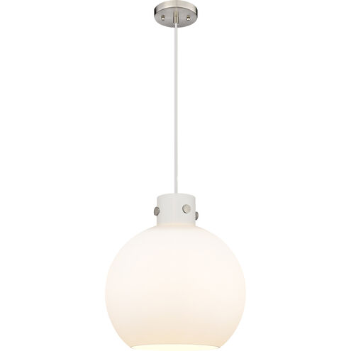 Newton Sphere 1 Light 14 inch Satin Nickel Pendant Ceiling Light in Matte White Glass
