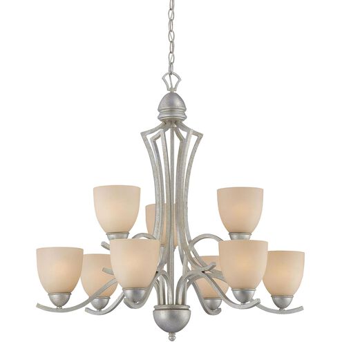 Triton 9 Light 31 inch Moonlight Silver Chandelier Ceiling Light